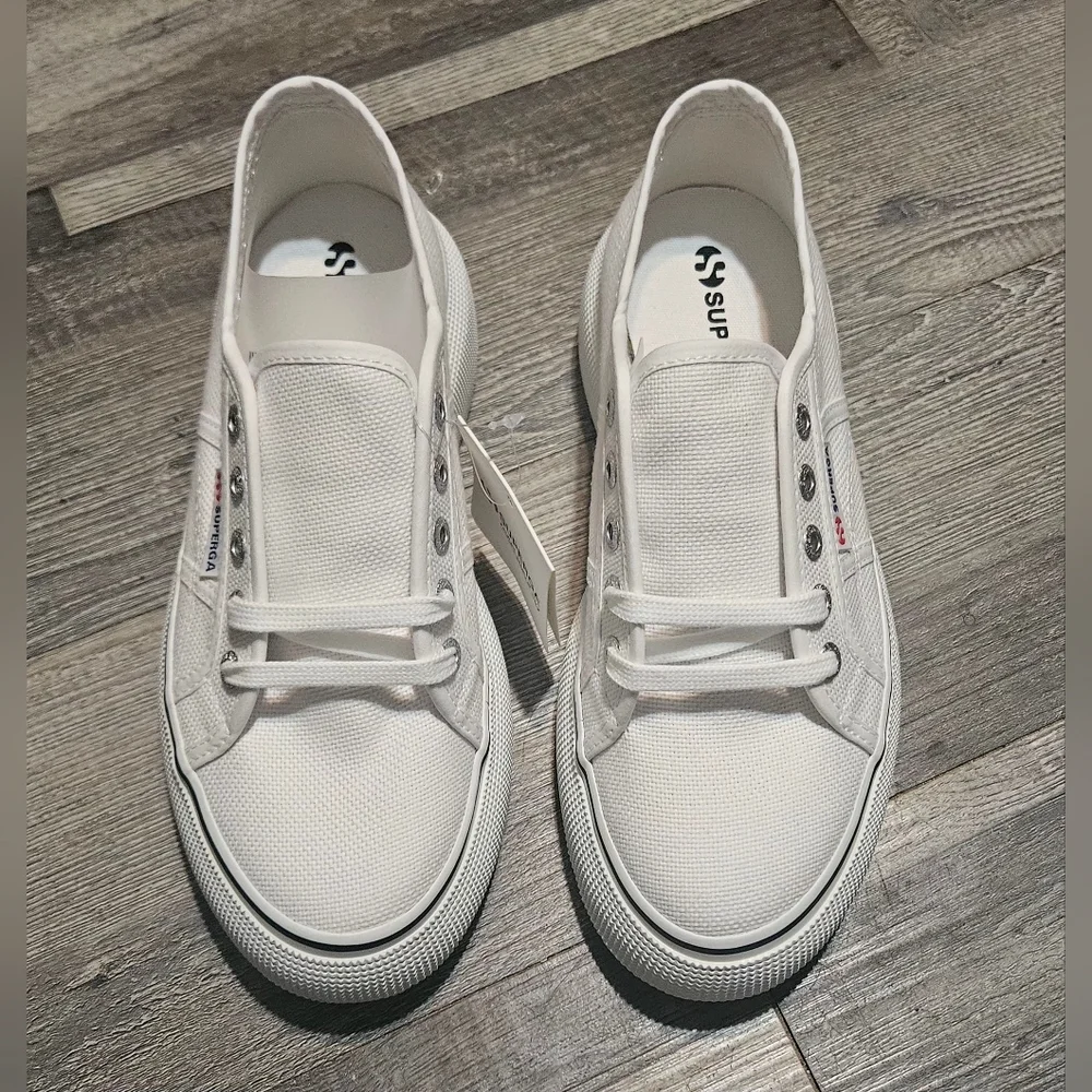 🩷💙Superga ‎ 2287 Bubble Line White-Black Size 6 Women 4.5 Men❤️💙